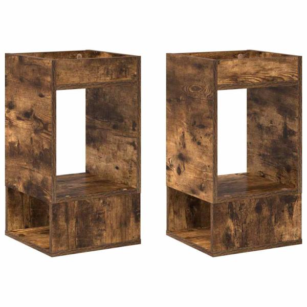 ARDEBO.de - Beistelltisch 2 pcs Geräucherte Eiche 30 x 30 x 56 cm