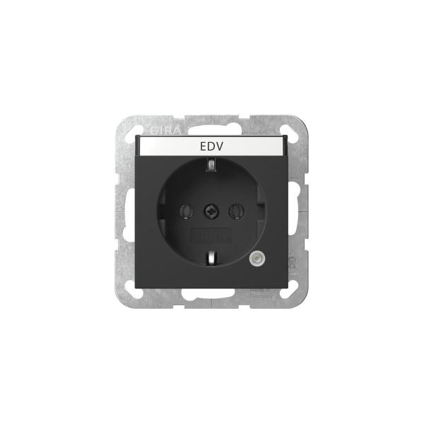 ARDEBO.de Gira 4452005 SCHUKO-Steckdose, 16A 250V~ mit Kontrolllicht und Beschriftungsfeld, System 55, schwarz