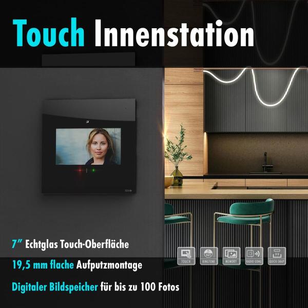 M-E VDV-1007-S 7 Zoll Monitor, Bildspeicher, Freisprechen, Sensortouch & mp3, schwarz (41279)