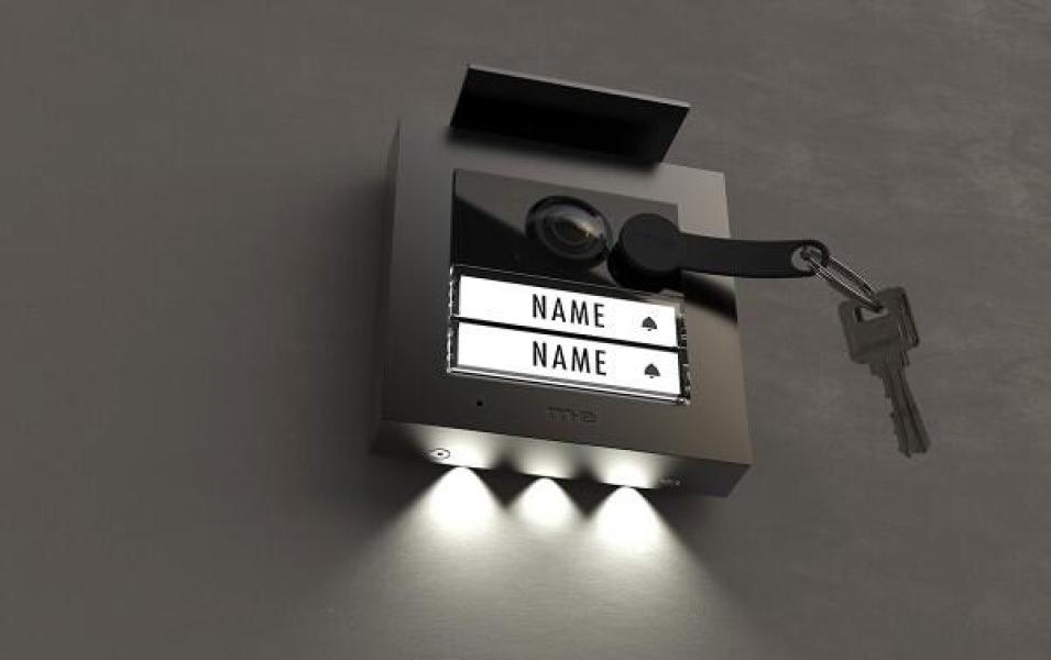 M-E Vistadoor VDV-20209-A-W Video Türsprechanlage, 2-Fam.-Haus Set RFID, ALU Außenstation, IP-Innenstation (App), anthrazit/weiß (41367)