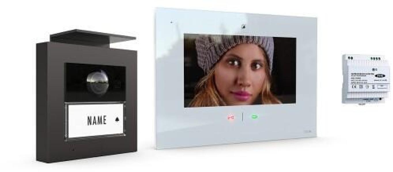 ARDEBO.de M-E Vistadoor VDV-20109-A-W Video Türsprechanlage, 1-Fam.-Haus Set RFID, ALU Außenstation, IP-Innenstation (App), anthrazit/weiß (41366)