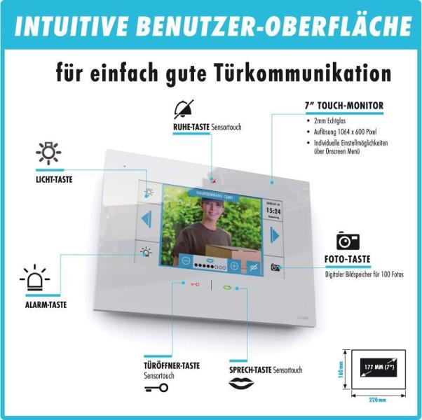 M-E Vistadoor VDV-20109-A-W Video Türsprechanlage, 1-Fam.-Haus Set RFID, ALU Außenstation, IP-Innenstation (App), anthrazit/weiß (41366)