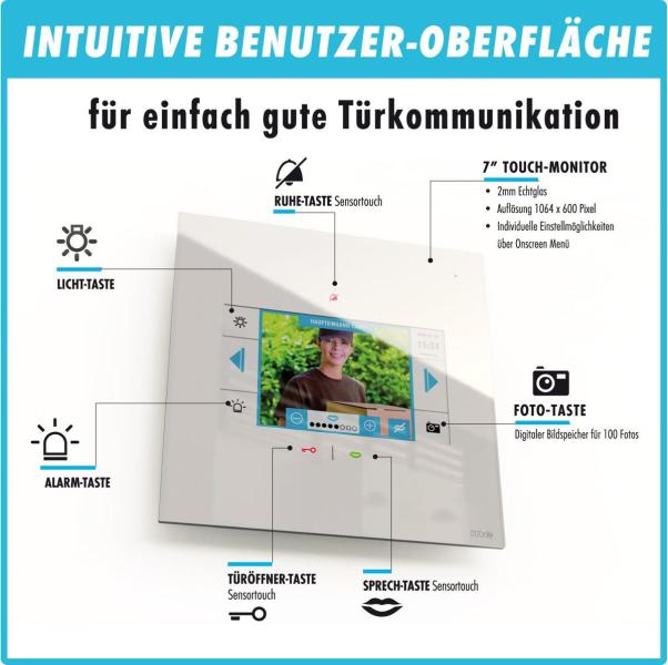 M-E Vistadoor VDV-1107-S mit 7 Zoll Monitor iP (App), Bildspeicher, Freisprechen, Sensortouch & mp3, schwarz (41281)