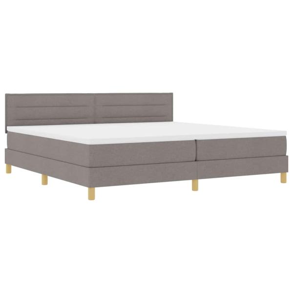 LED Boxspringbett mit Matratze mit LED Taupe 200 x 200 cm Stoff