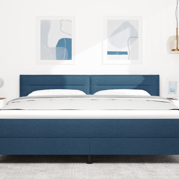 LED Kopfteil mit LED-Lichtleisten Blau 180 cm Stoff