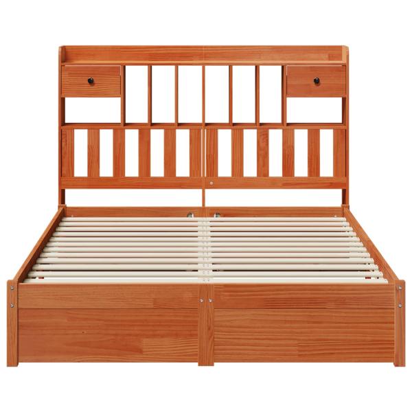 Bücherregal Bettgestell mit Kopfteil Wachsbraun 200 x 150 cm