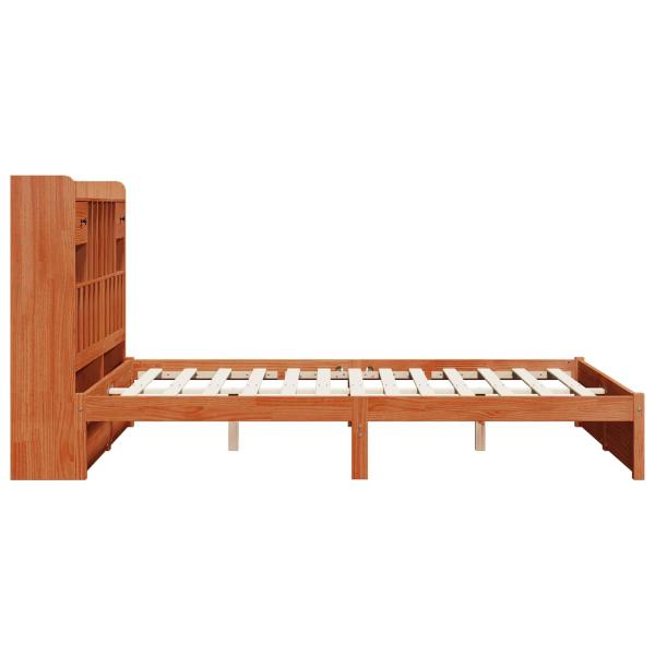 Bücherregal Bettgestell mit Kopfteil Wachsbraun 200 x 150 cm