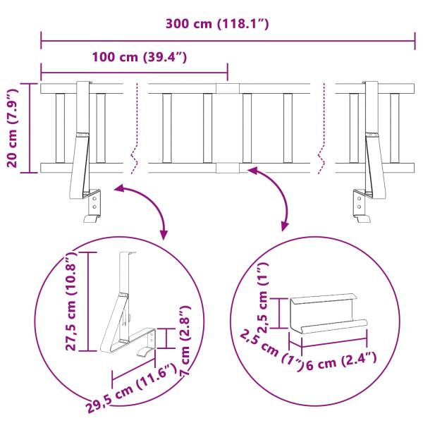 Dachschneeschild Rot 300 x 29,5 x 34,5 cm Stahl