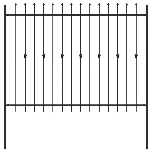 Spießzaun Schwarz 200 x 200 cm Pulverbeschichteter Stahl