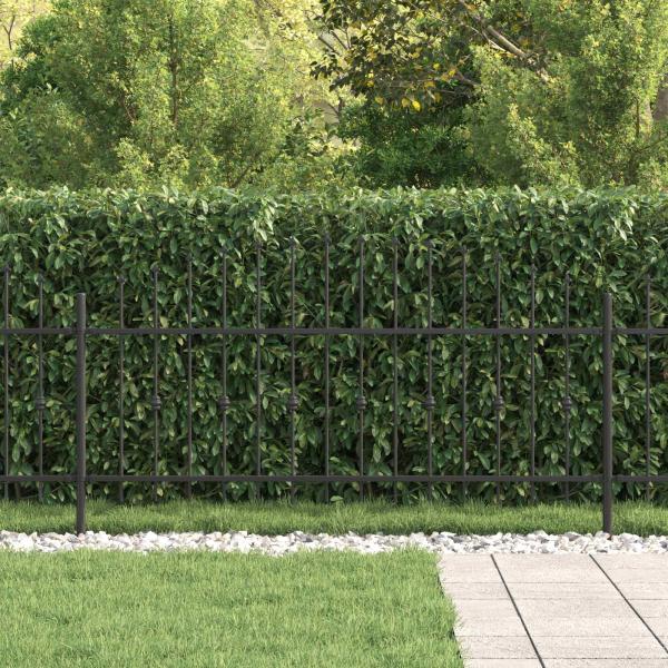 Spießzaun Schwarz 200 x 130 cm Pulverbeschichteter Stahl