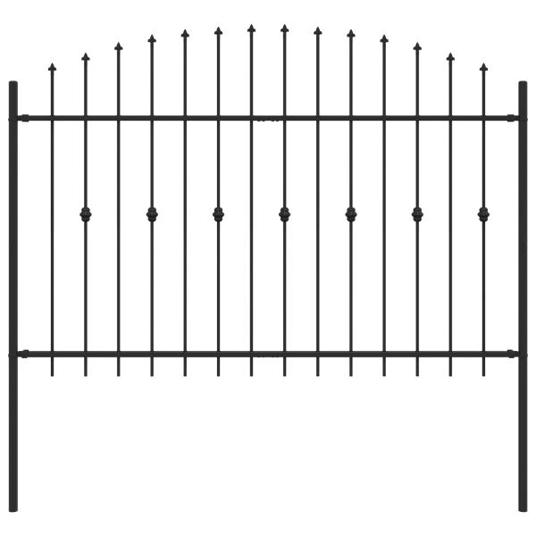Spießzaun Schwarz 200 x 130 cm Pulverbeschichteter Stahl