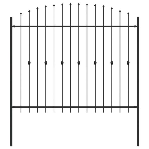 Spießzaun Schwarz 200 x 200 cm Pulverbeschichteter Stahl