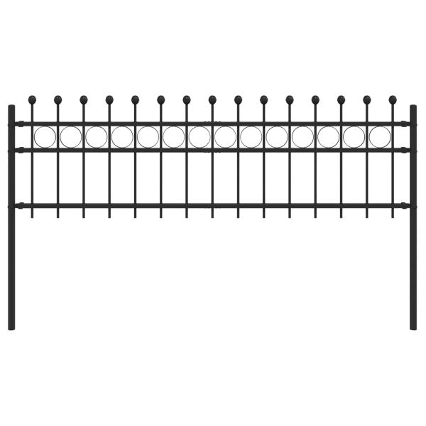 Ringzaun Schwarz 200 x 130 cm Pulverbeschichteter Stahl