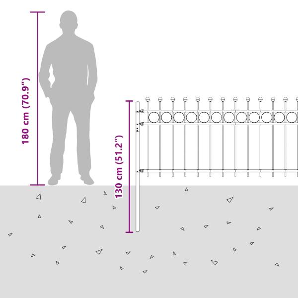 Ringzaun Schwarz 200 x 130 cm Pulverbeschichteter Stahl