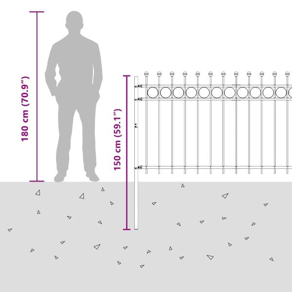 Ringzaun Schwarz 200 x 150 cm Pulverbeschichteter Stahl