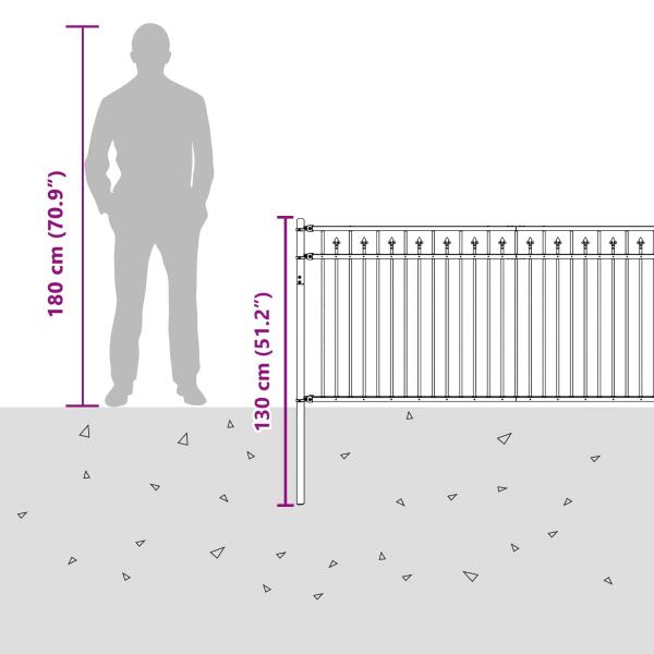 Spitzenzaun Schwarz 200 x 130 cm Pulverbeschichteter Stahl