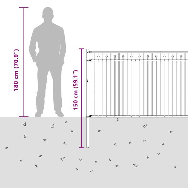 Spitzenzaun Schwarz 200 x 150 cm Pulverbeschichteter Stahl