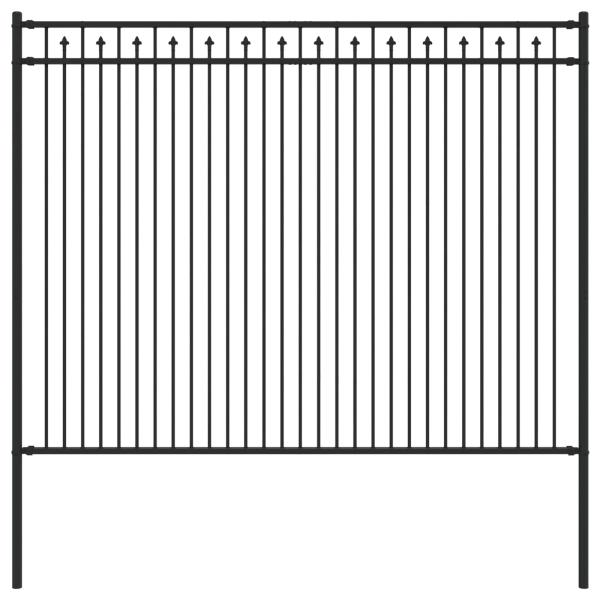 Spitzenzaun Schwarz 200 x 200 cm Pulverbeschichteter Stahl