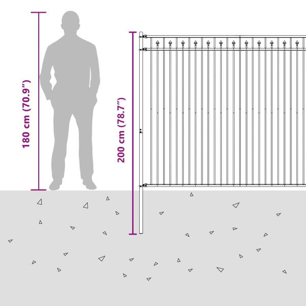 Spitzenzaun Schwarz 200 x 200 cm Pulverbeschichteter Stahl