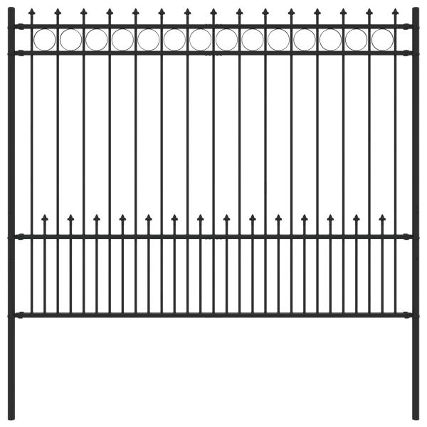 Spike-Ringzaun Schwarz 200 x 200 cm Pulverbeschichteter Stahl