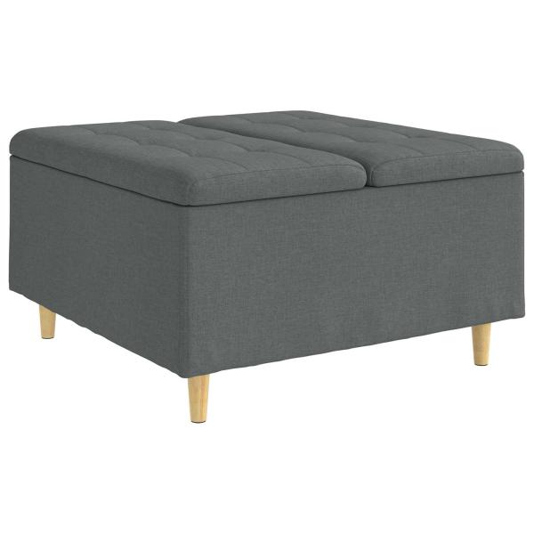 Knopf Hocker mit Kissen Dunkelgrau 80 x 80 x 45 cm Stoff