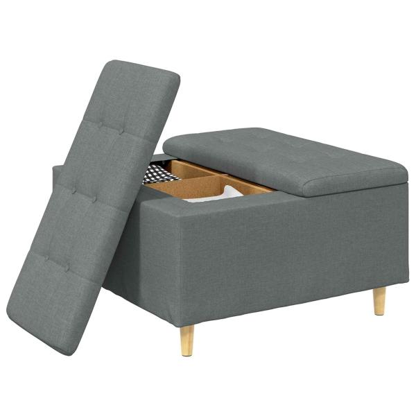 Knopf Hocker mit Kissen Dunkelgrau 80 x 80 x 45 cm Stoff