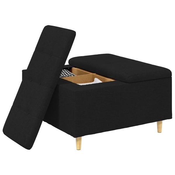 Knopf Hocker mit Kissen Schwarz 80 x 80 x 45 cm Stoff
