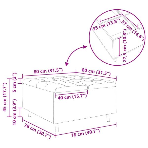 Knopf Hocker mit Kissen Taupe 80 x 80 x 45 cm Stoff