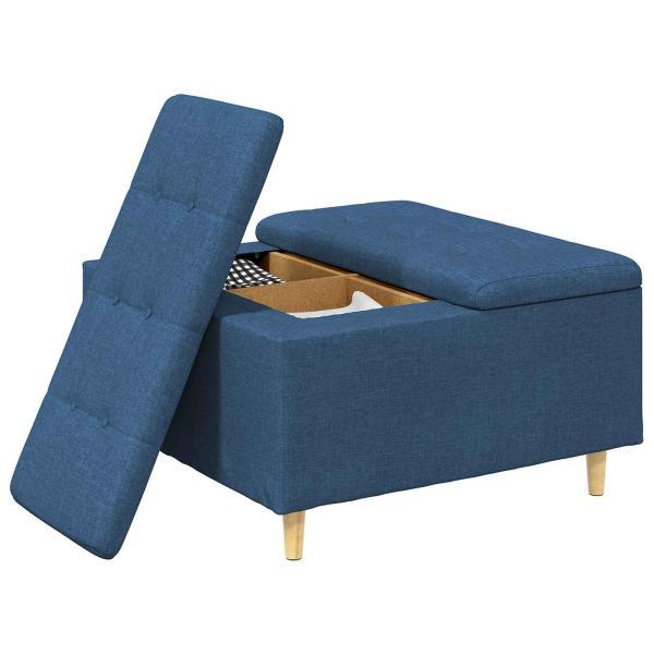 Knopf Hocker mit Kissen Blau 80 x 80 x 45 cm Stoff
