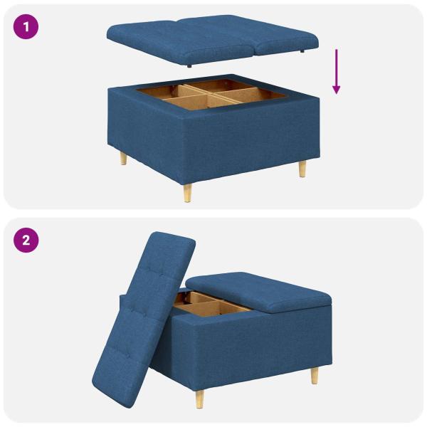 Knopf Hocker mit Kissen Blau 80 x 80 x 45 cm Stoff