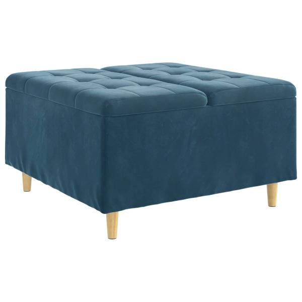 Knopf Hocker mit Kissen Blau 80 x 80 x 45 cm Samt
