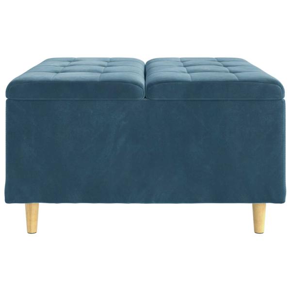 Knopf Hocker mit Kissen Blau 80 x 80 x 45 cm Samt