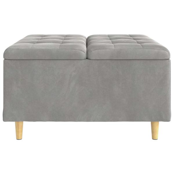 Knopf Hocker mit Kissen Hellgrau 80 x 80 x 45 cm Samt