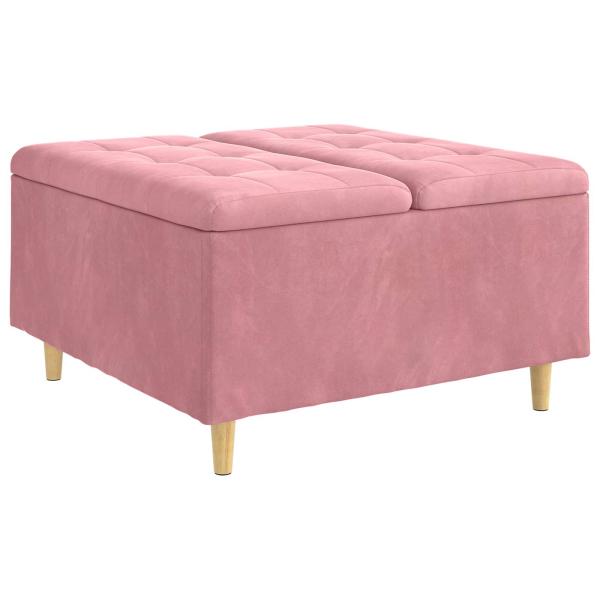 Knopf Hocker mit Kissen Rosa 80 x 80 x 45 cm Samt