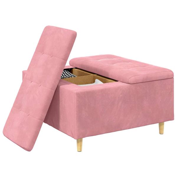 Knopf Hocker mit Kissen Rosa 80 x 80 x 45 cm Samt