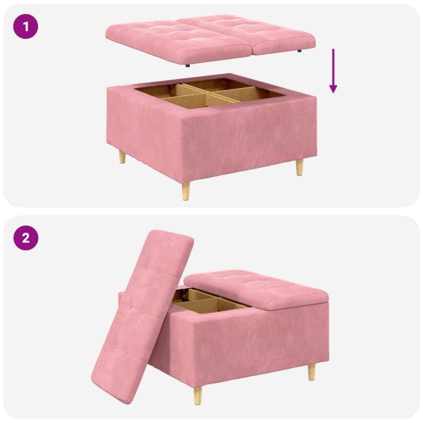 Knopf Hocker mit Kissen Rosa 80 x 80 x 45 cm Samt