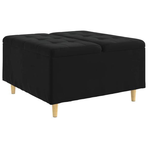 Knopf Hocker mit Kissen Schwarz 80 x 80 x 45 cm Samt