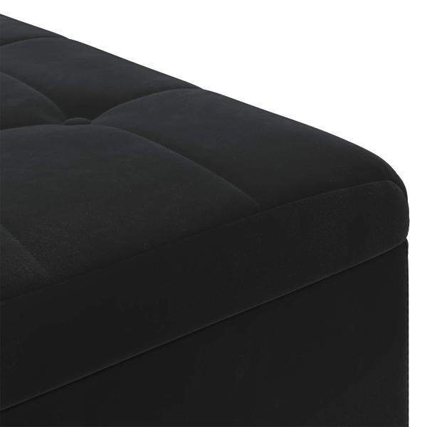 Knopf Hocker mit Kissen Schwarz 80 x 80 x 45 cm Samt