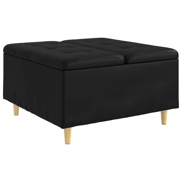 Knopf Hocker mit Kissen Schwarz 80 x 80 x 45 cm Kunstleder