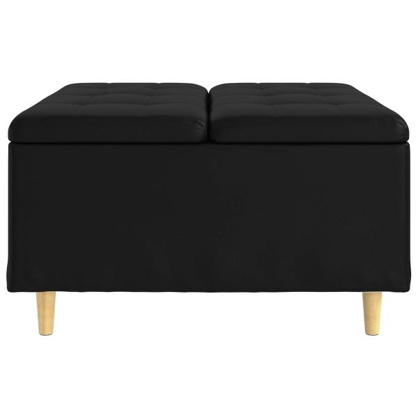 Knopf Hocker mit Kissen Schwarz 80 x 80 x 45 cm Kunstleder
