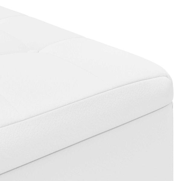 Knopf Hocker mit Kissen Weiß 80 x 80 x 45 cm Kunstleder