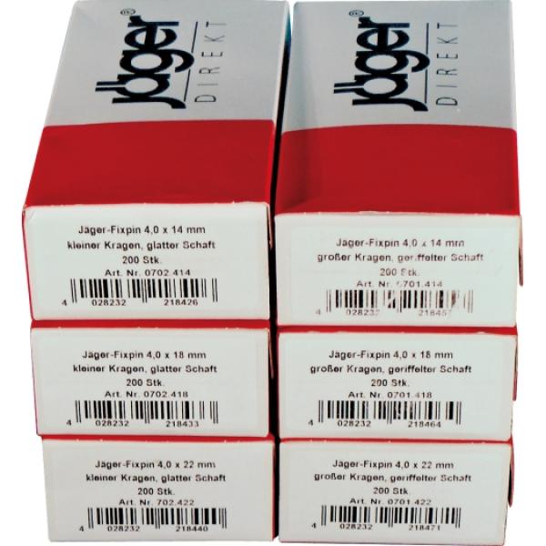 DEWIT Fixpin 4x22mm, großer Kragen, geriffelter Schaft (200 ST)