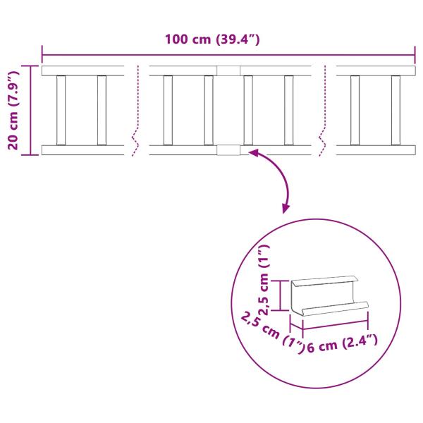 Dachschneeschild Rot 100 x 2,5 x 20 cm Stahl