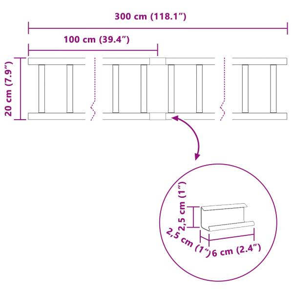 Dachschneeschild Rot 300 x 2,5 x 20 cm Stahl