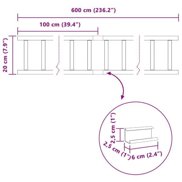 Dachschneeschild Rot 600 x 2,5 x 20 cm Stahl