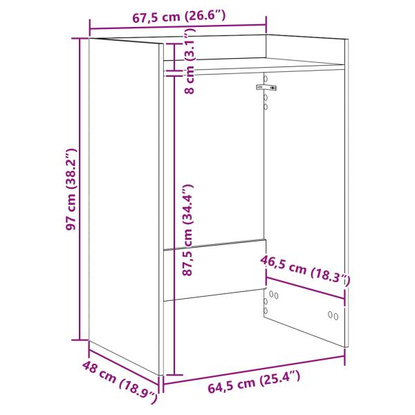 Waschmaschinen-Schrank Weiß 67,5 x 48 x 97 cm Holzwerkstoff