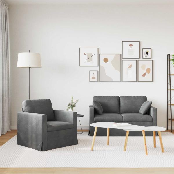 ARDEBO.de - Sofa 2 pcs Dunkelgrau