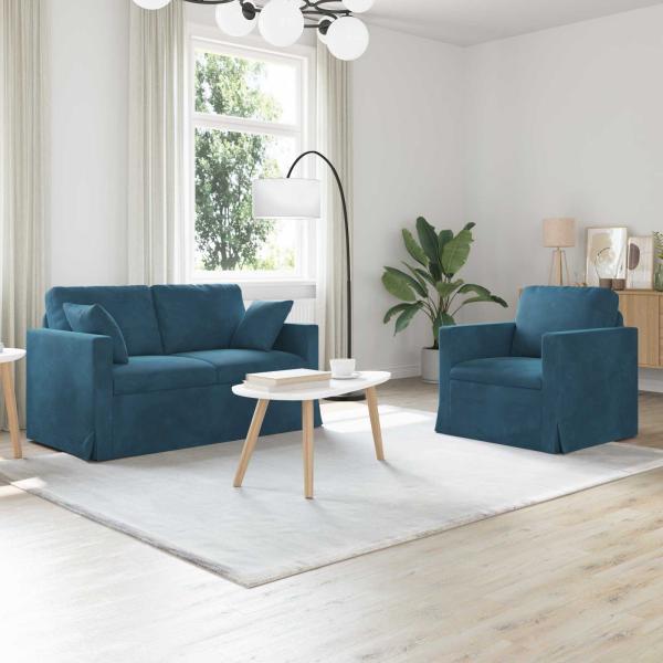 ARDEBO.de - Sofa 2 pcs Blau Gesamtabmessungen: 138 x 78 x 80 cm (B x T x H)