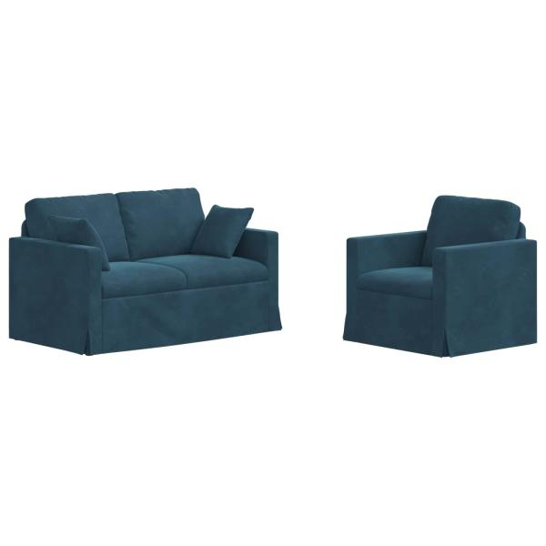 Sofa 2 pcs Blau Gesamtabmessungen: 138 x 78 x 80 cm (B x T x H)