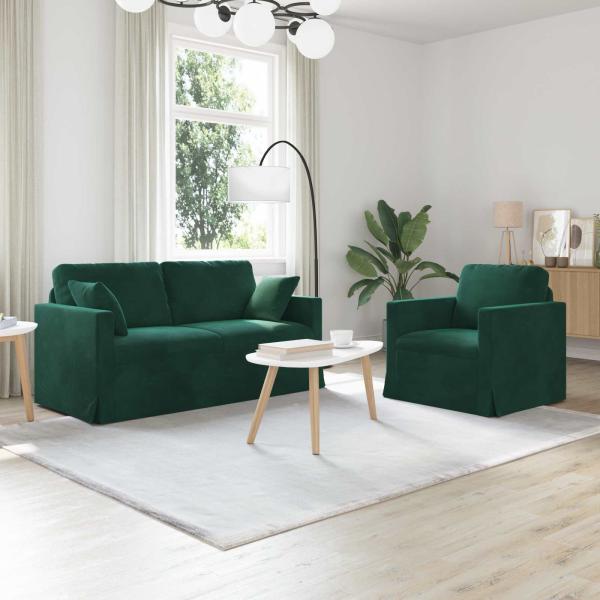 ARDEBO.de - Sofa 2 pcs Dunkelgrün